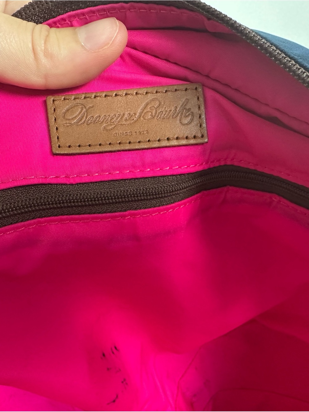 Dooney & Bourke Navy with Tan Leather Shoulder Hobo - Picture 7 of 12
